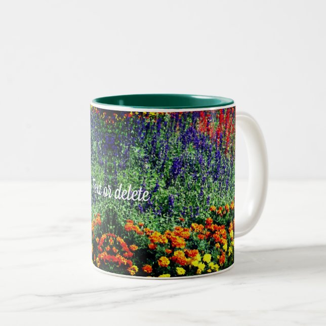 Digitale Malerei im Blumengarten Personalisiert Zweifarbige Tasse (VorderseiteRechts)