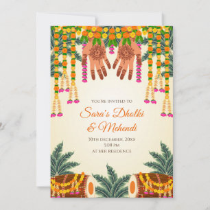 Digitale Mehndi-Einladung Digitale Dholki-Einladun Einladung