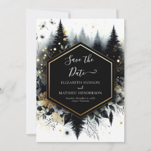 Digitale Minimalistisch verzauberte Waldhochzeit Save The Date