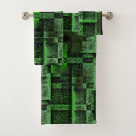 Digitale Montage von grünem Simulate-Granitmarmor Badhandtuch Set