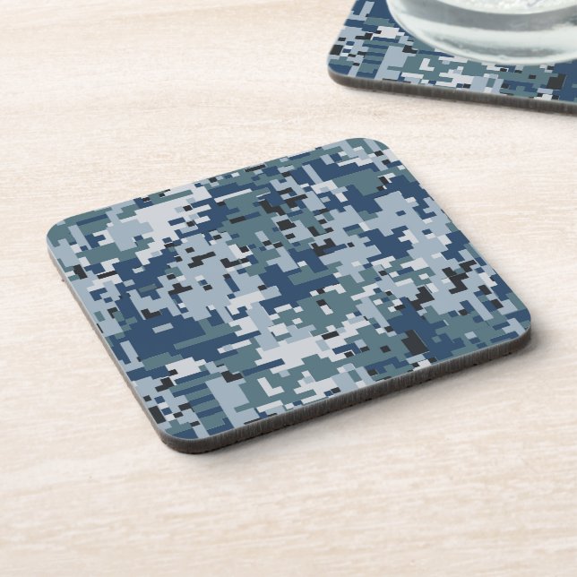 Digitale Navy-Camouflage-Camouflage-Dekoration Getränkeuntersetzer (Linke Seite)
