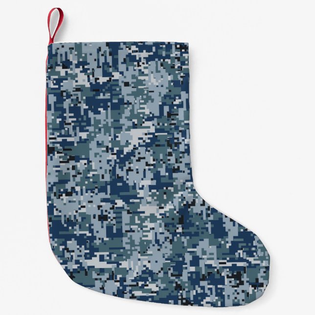 Digitale Navy-Camouflage-Camouflage-Dekoration Kleiner Weihnachtsstrumpf (Vorderseite)