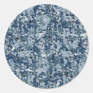 Digitale Navy-Camouflage-Camouflage-Dekoration Runder Aufkleber