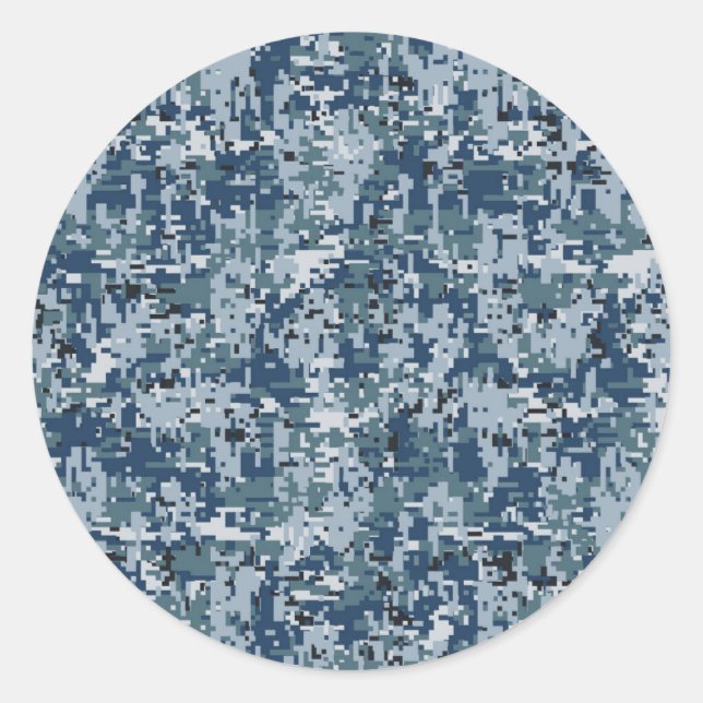 Digitale Navy-Camouflage-Camouflage-Dekoration Runder Aufkleber (Vorderseite)