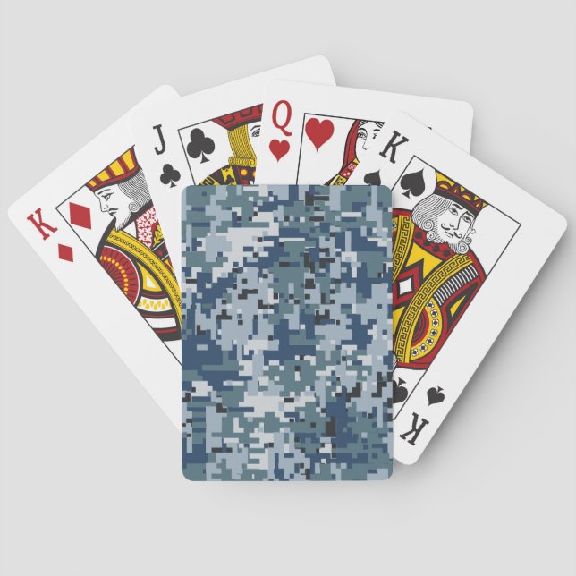 Digitale Navy-Camouflage-Camouflage-Dekoration Spielkarten (Rückseite)