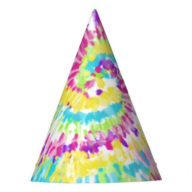 Digitale Neon-Tie-Dye Partyhütchen (Vorderseite)