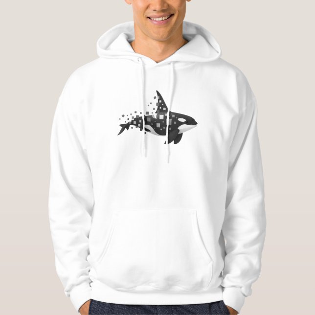 Digitale Orca-Disintegration - Cyber Ocean Series Hoodie (Vorderseite)