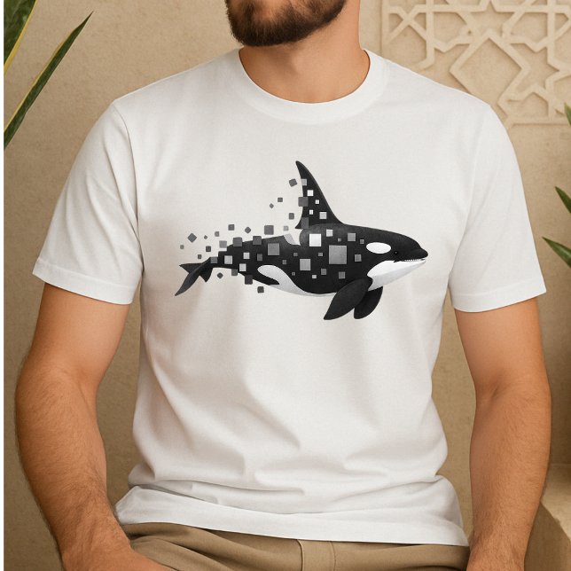 Digitale Orca-Disintegration - Cyber Ocean Series T-Shirt (Von Creator hochgeladen)