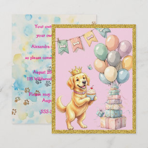 Digitale Party-Einladung für Golden Retriever zum Einladung