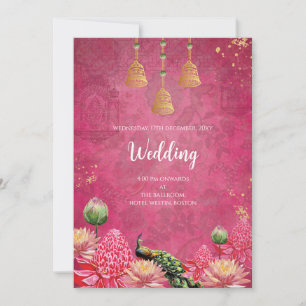 Digitale Pfauen-Hochzeitseinladung Indische Hochze Einladung