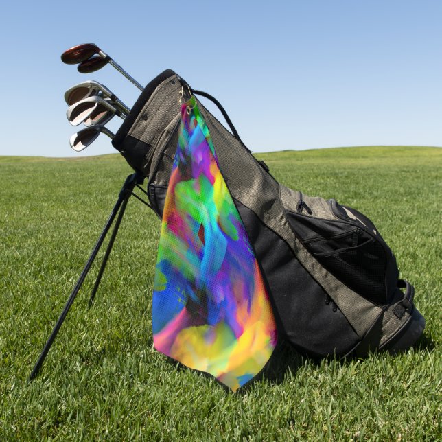 Digitale Pinselstriche in sehr farbigen Farben Golfhandtuch (Gras)