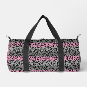 Digitale, pixelförmige Streifen in Rosa, Grau und  Duffle Bag