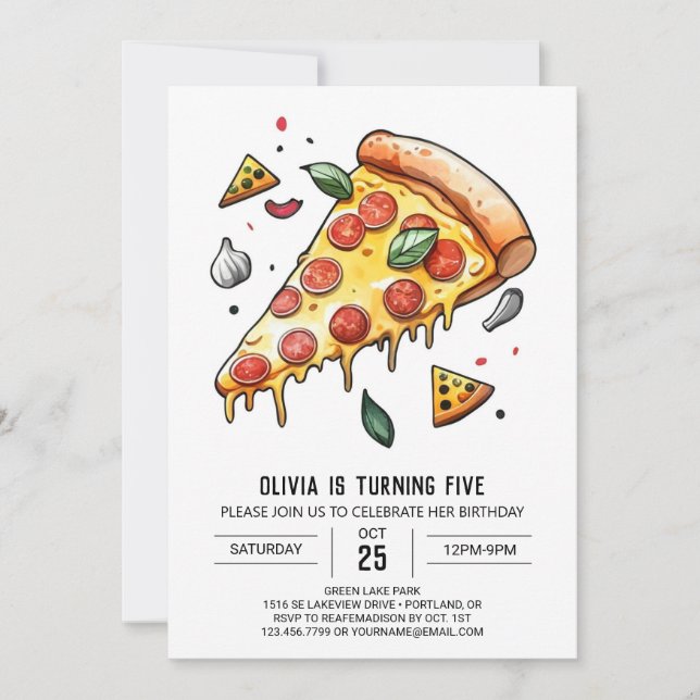 Digitale Pizza zum Geburtstag Einladung (Vorderseite)