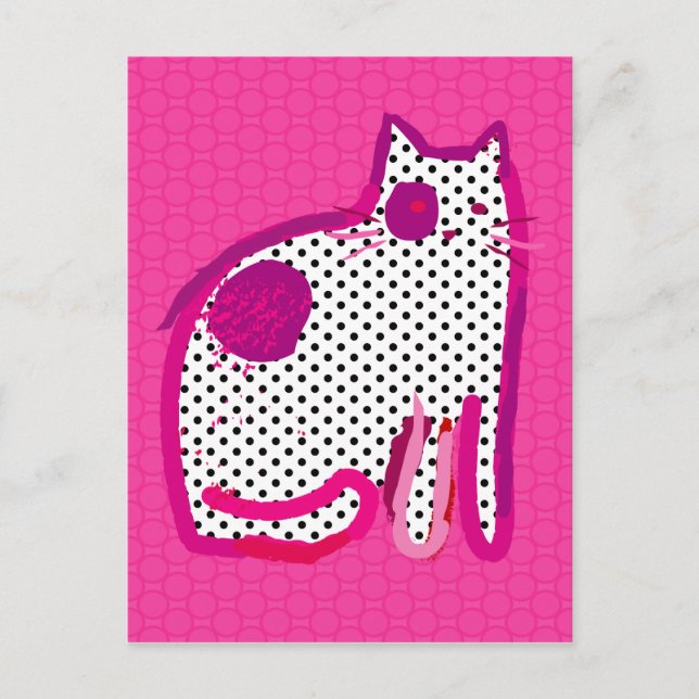 Digitale Postkarte "Rosa Katze" (Vorderseite)