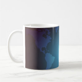 Digitale Punkte-Weltkarte mit Farbverlauf-Kunst Kaffeetasse