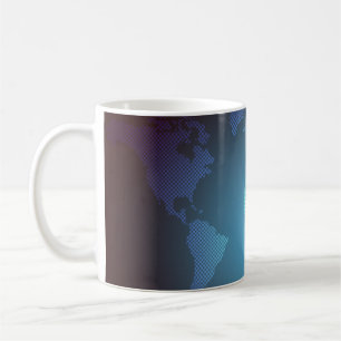 Digitale Punkte-Weltkarte mit Farbverlauf-Kunst Kaffeetasse