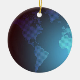 Digitale Punkte-Weltkarte mit Farbverlauf-Kunst Keramik Ornament