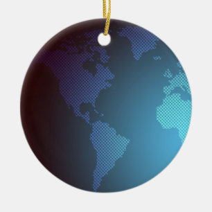 Digitale Punkte-Weltkarte mit Farbverlauf-Kunst Keramik Ornament