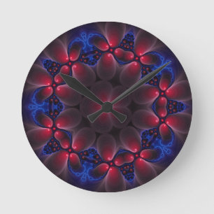Digitale Purpur-Fraktal-Kunst Runde Wanduhr