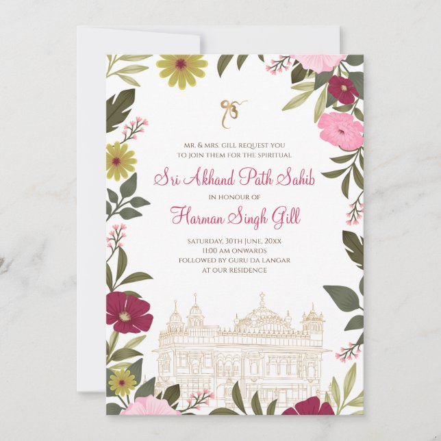 Digitale Sukhmani-Path oder Akhand-Path-Einladung Einladung (Vorderseite)