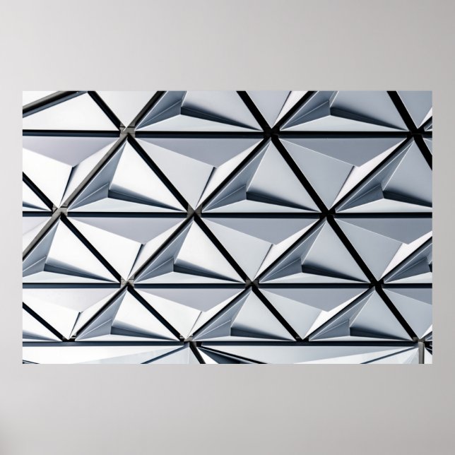 Digitale Tapete in Grau und Schwarz Poster (Vorne)