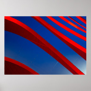 Digitale Tapete in Rot und Blau Poster