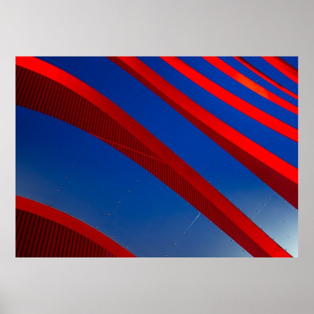 Digitale Tapete in Rot und Blau Poster (Vorne)