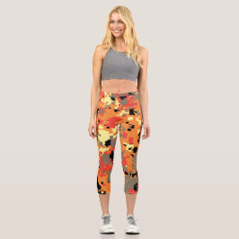 Digitale Tarnung – Orange-Rotes LG-Tarnmuster Capri Leggings