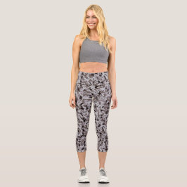 Digitale Tarnung – Schwarz-Graues SM-Tarnmuster Capri Leggings