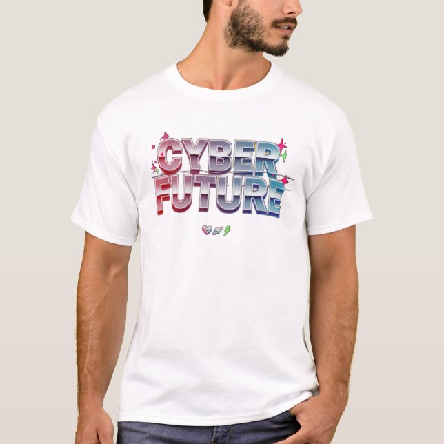 Digitale Tomorrow Chrome Typografie T-Shirt (Vorderseite)