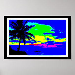 DIGITALE TROPISCHE SUNRISE-FARBENSURFSCHIRM POSTER