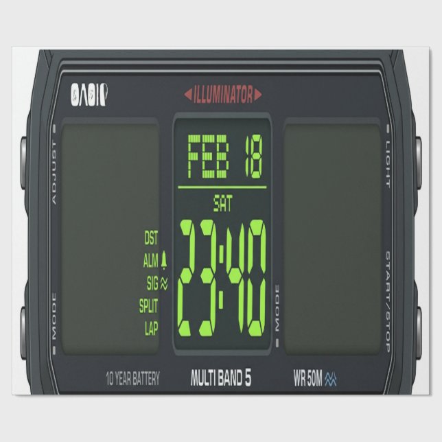 Digitale Uhr-Geschenkpapier Geschenkpapier (Flach)