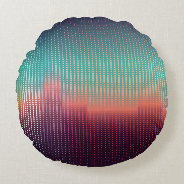Digitale urbane Landschaft, bunte Plätze. Rundes Kissen (Vorderseite)