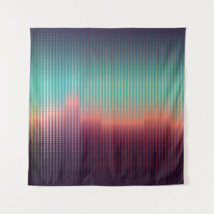 Digitale urbane Landschaft, bunte Plätze. Wandteppich