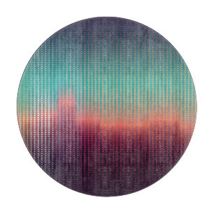 Digitale urbane Landschaft, farbenfrohe Quadrate. Schneidebrett