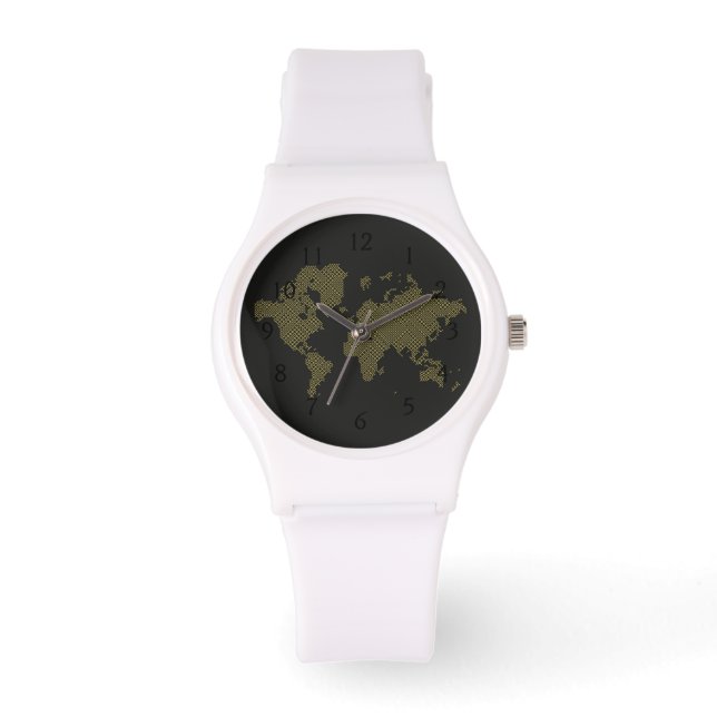 Digitale Weltkarte Armbanduhr (Vorderseite)