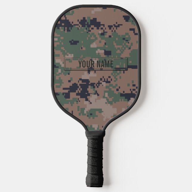 Digitale Woodland-Camouflage individuell anpassbar Pickleball Schläger (Rückseite)