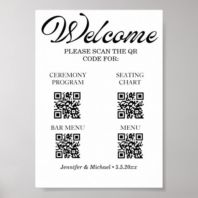 digitale Zeremonie&Sitzplan&Bar&Menü-QR-Code  Poster (Vorne)
