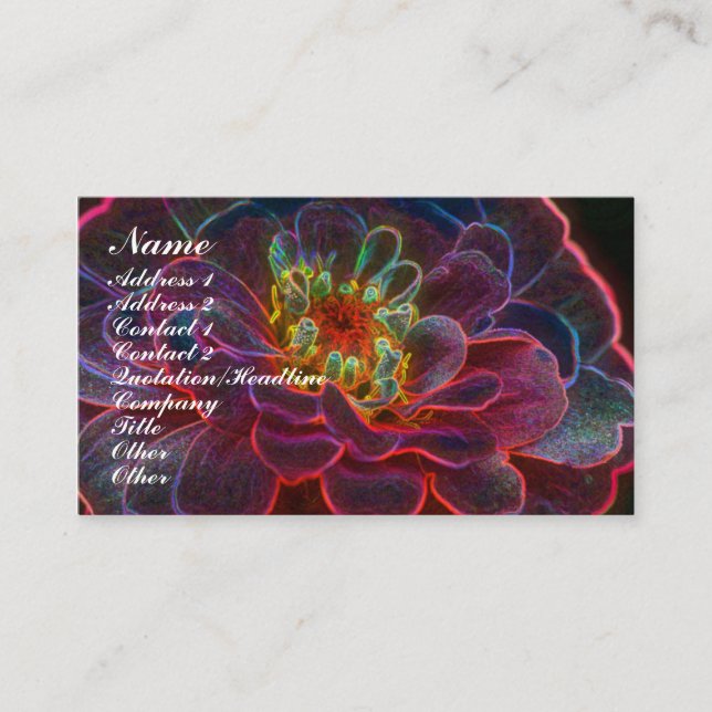 Digitale Zinnia Blume Business Card Visitenkarte (Vorderseite)