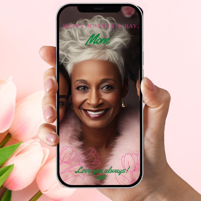 Digitaler 2-Foto-Blumenstrauß-Muttertag Karte (2-Photo Floral Tulip Mother’s Day Card)