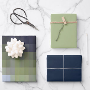 Digitaler Blaugrün Chic Farbgebung Design Geschenkpapier Set