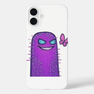 Digitaler Charakter mit Cyberpunk Neon Butterfly iPhone 16 Plus Hülle