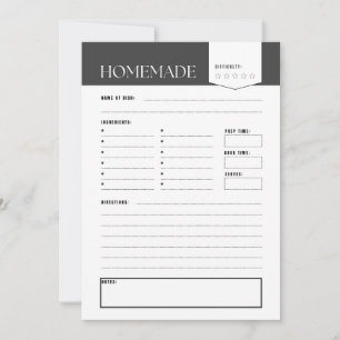 Digitaler Download der White & Black Rezept Card Einladung