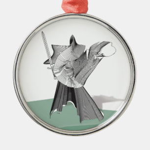 Digitaler Krieger Silbernes Ornament