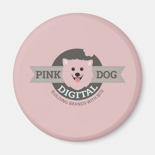 Digitaler Kühlschrankmagnet Pink Dog (Vorne)