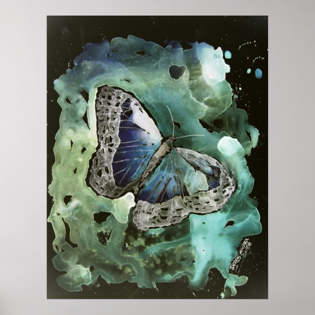 digitaler Monarchschmetterling, zeitgenössischer K Poster (Vorne)