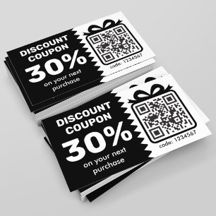 Digitaler Rabattcoupon mit dem QR-Code-Logo schwar Rabattkarte