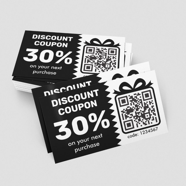 Digitaler Rabattcoupon mit dem QR-Code-Logo schwar Visitenkarte (Von Creator hochgeladen)