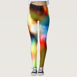 Digitaler Regen über auffällig farbenfroh gepunkte Leggings