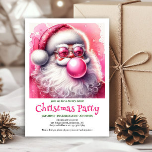 Digitaler Rosa Weihnachtsmann Bubble Gum Lustiger  Einladung